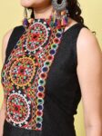 Black Cotton Blend Embroidered High Neck Straight Kurta (3)