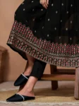 Black Georgette Embroidered A-line Kurta With Pant Set (7)