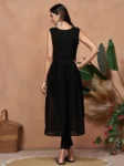 Black Georgette Embroidered A-line Kurta With Pant Set (7)