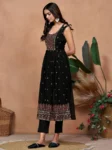 Black Georgette Embroidered A-line Kurta With Pant Set (7)