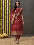 Classic Maroon Silk Kurta Set with Banarasi Dupatta (7)