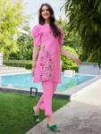 Cotton straight Floral Embroidery With Solid Pant Co-Orde Set (8)