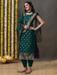 Elegant Bottle Green Silk Suit with Banarasi Dupatta (5)