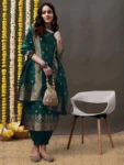 Elegant Bottle Green Silk Suit with Banarasi Dupatta (5)