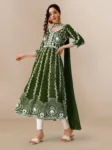 Emerald Green Chikankari Anarkali Kurta Set (2)