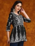 Georgette Chikankari Embroidered Short Kurti (28)
