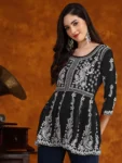 Georgette Chikankari Embroidered Short Kurti (28)