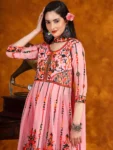 Gorgeous Pink Georgette Anarkali Kurta Set with Multi-Color Embroidery & Sequence Work (8)