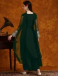 Green Georgette Lace Work Kurta Palazzo with Dupatta Set (4)
