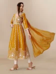 Mustard Yellow Chikankari Anarkali Set (5)