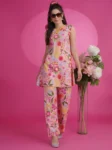 Peach A-line Printed Co-ords Set