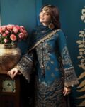 Premium Teal Blue Pakistani Semi-Stitched Georgette Suit with Heavy Golden Zari & Sequence Embroidery (8)