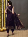 Premium Wine Silk Kurta Set with Banarasi Dupatta (7)