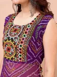 Purple Georgette Embroidered Bandhani Print Kurta (3)