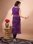 Purple Georgette Embroidered Bandhani Print Kurta (3)