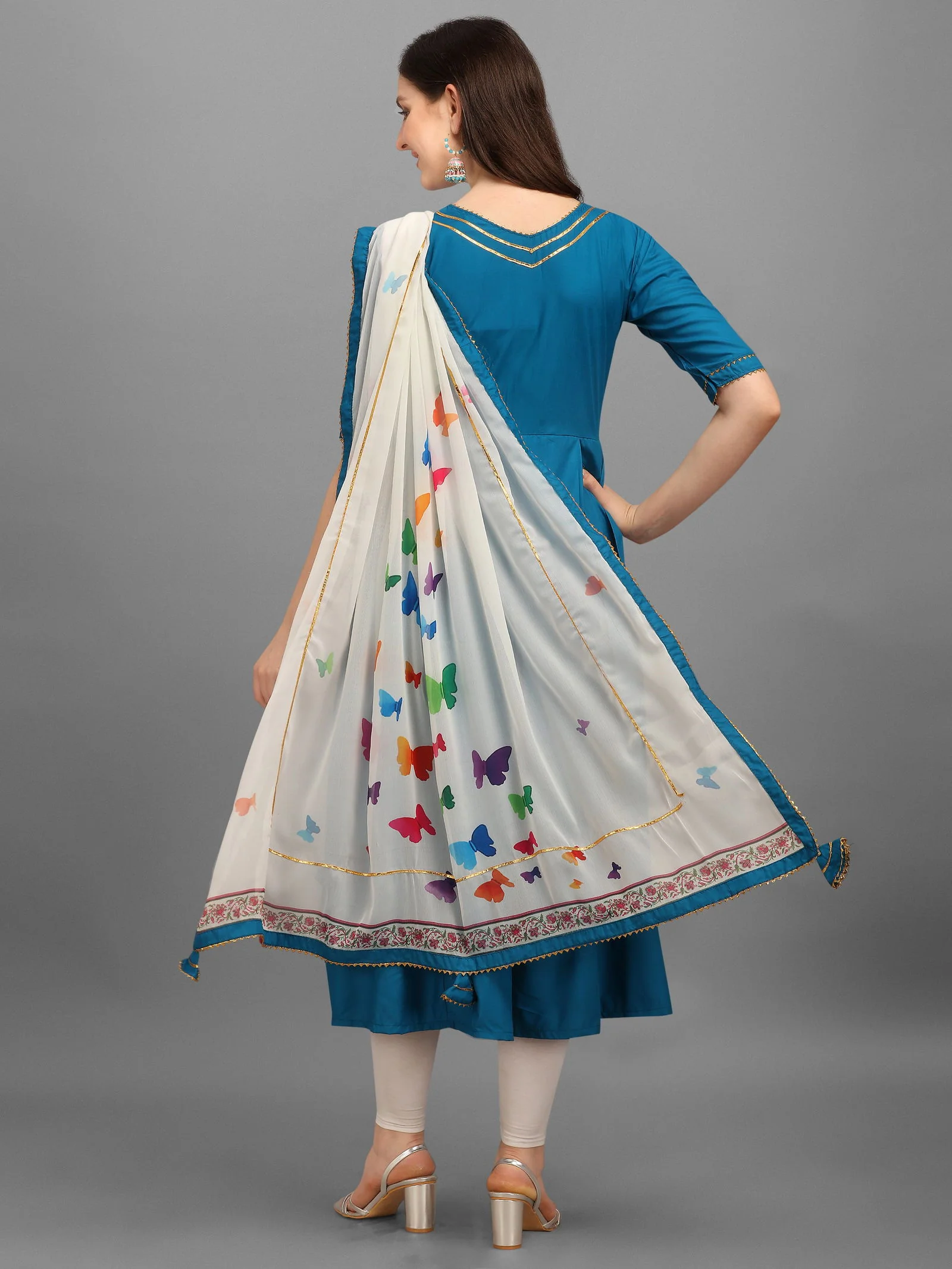 Rayon Anarkali Kurta with Digital Print Dupatta For Women's (2)