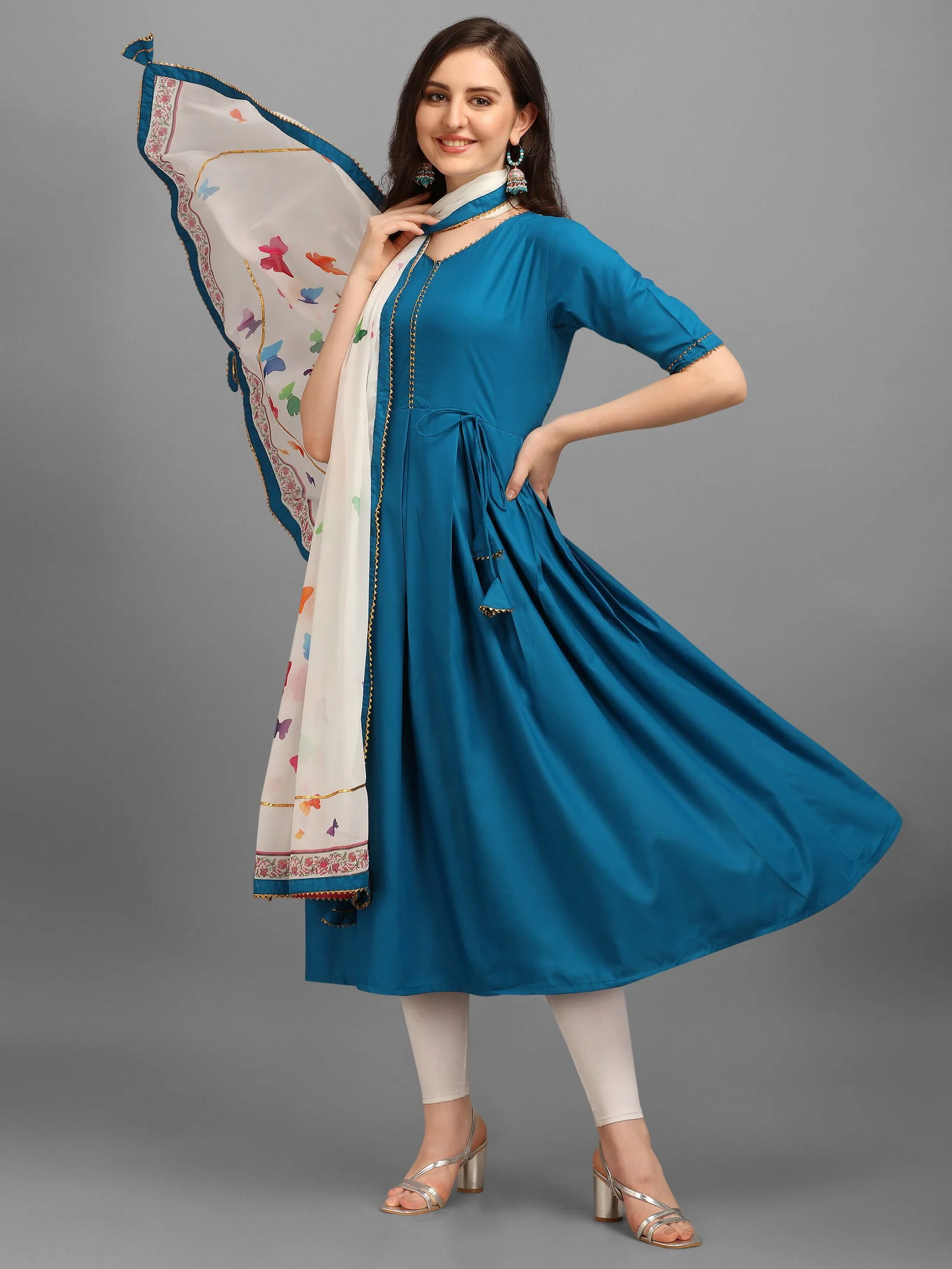 Rayon Anarkali Kurta with Digital Print Dupatta For Women's (5) Rayon Anarkali Kurta with Digital Print Dupatta For Women's