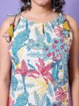 Rayon Floral Print Straight Shoulder Knot Kurta (1)