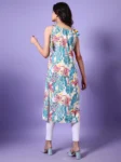 Rayon Floral Print Straight Shoulder Knot Kurta (1)