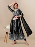 Royal Black Chikankari Anarkali Suit (4)