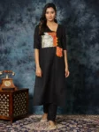 Straight Cotton Blend Digital Print Kurta Pant With Assam Silk Dupatta (3)