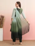 Dusty Green Georgette Alia cut Embroidered Anarkali Kurta Pant With Dupatta Set (12)