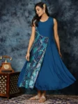 Rayon Bandhani Print Anarkali Kurta With Organza Dupatta Set (5)