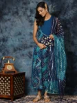 Rayon Bandhani Print Anarkali Kurta With Organza Dupatta Set (5)
