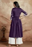 Vichitra Silk Chikankari Embroidered Naira Cut Kurta (2)